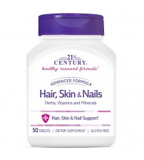 Вітаміни для шкіри нігтів та волосся 21st Century Hair Skin & Nails Advanced Formula 50tabs